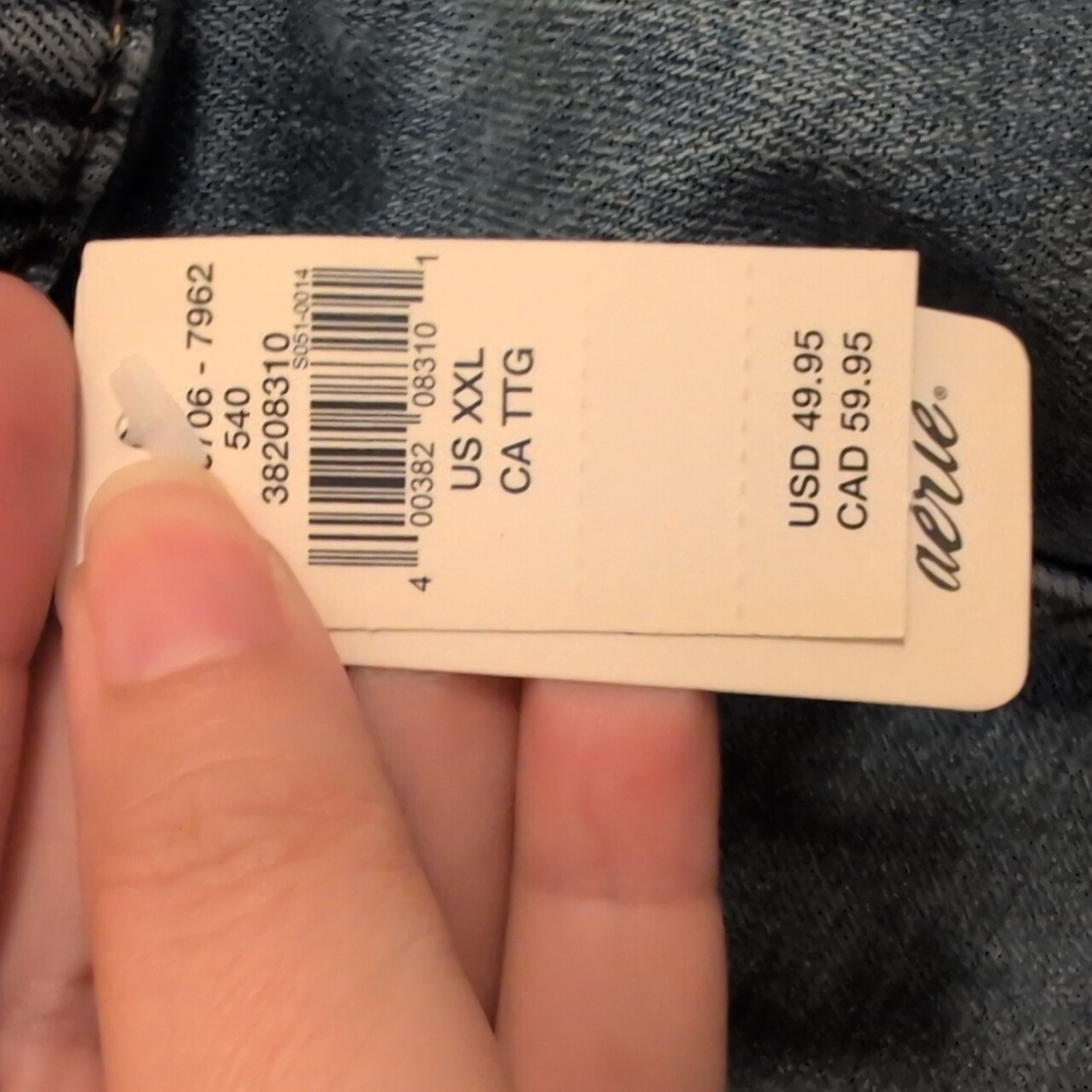 NWT ☀️ Aerie Jean Shorts Distressed with Back Elastic Band - Picture 7 of 8